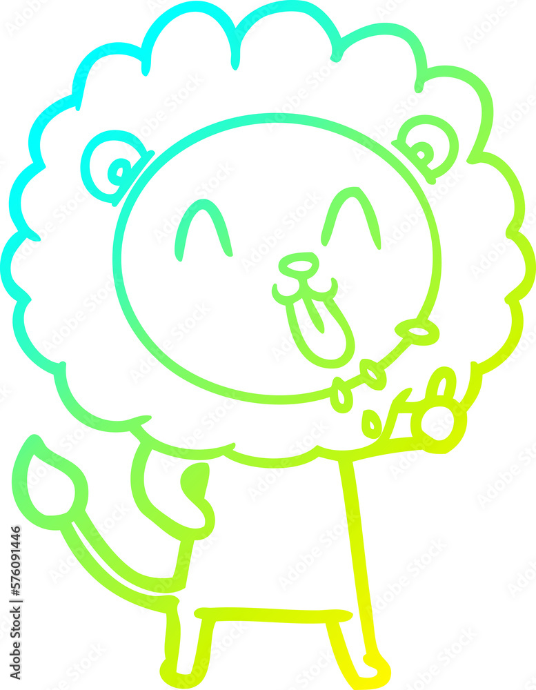 cold gradient line drawing happy cartoon lion cold gradient line drawing happy cartoon lion