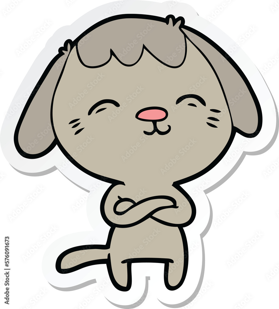sticker of a happy cartoon dog sticker of a happy cartoon dog