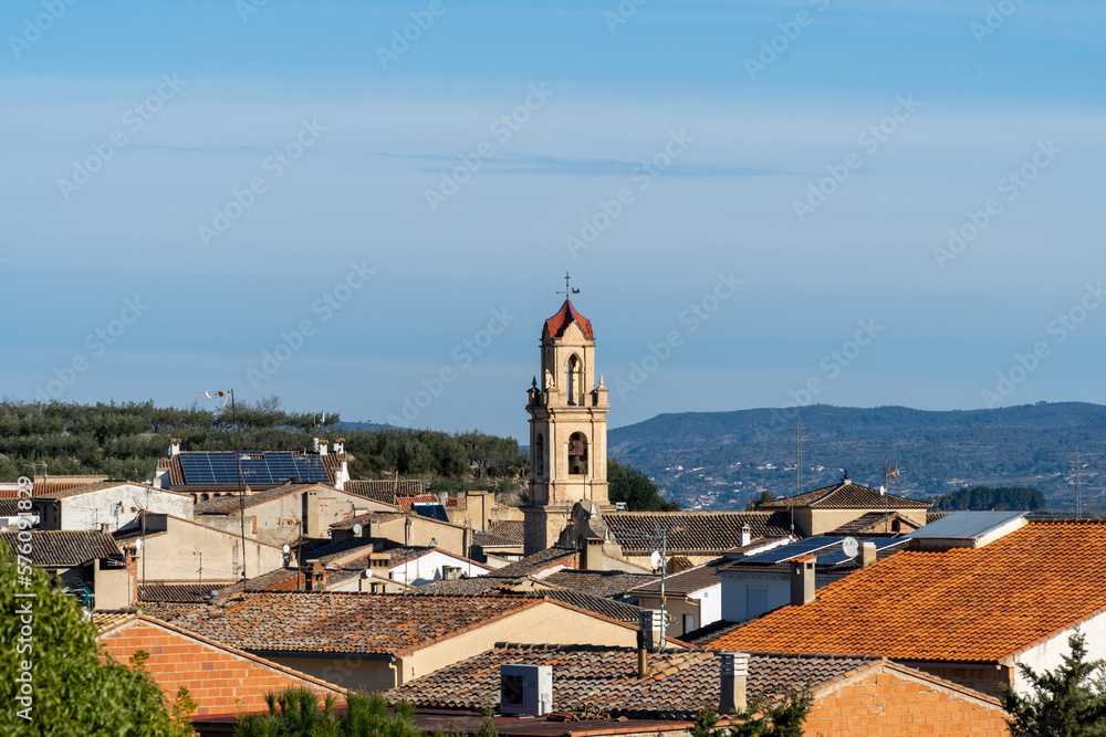 Panoramic view to Ràfol de Salem, small town in Valencia (Spain).