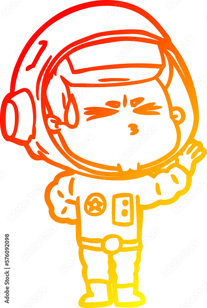 warm gradient line drawing cartoon stressed astronaut warm gradient line drawing cartoon stressed astronaut