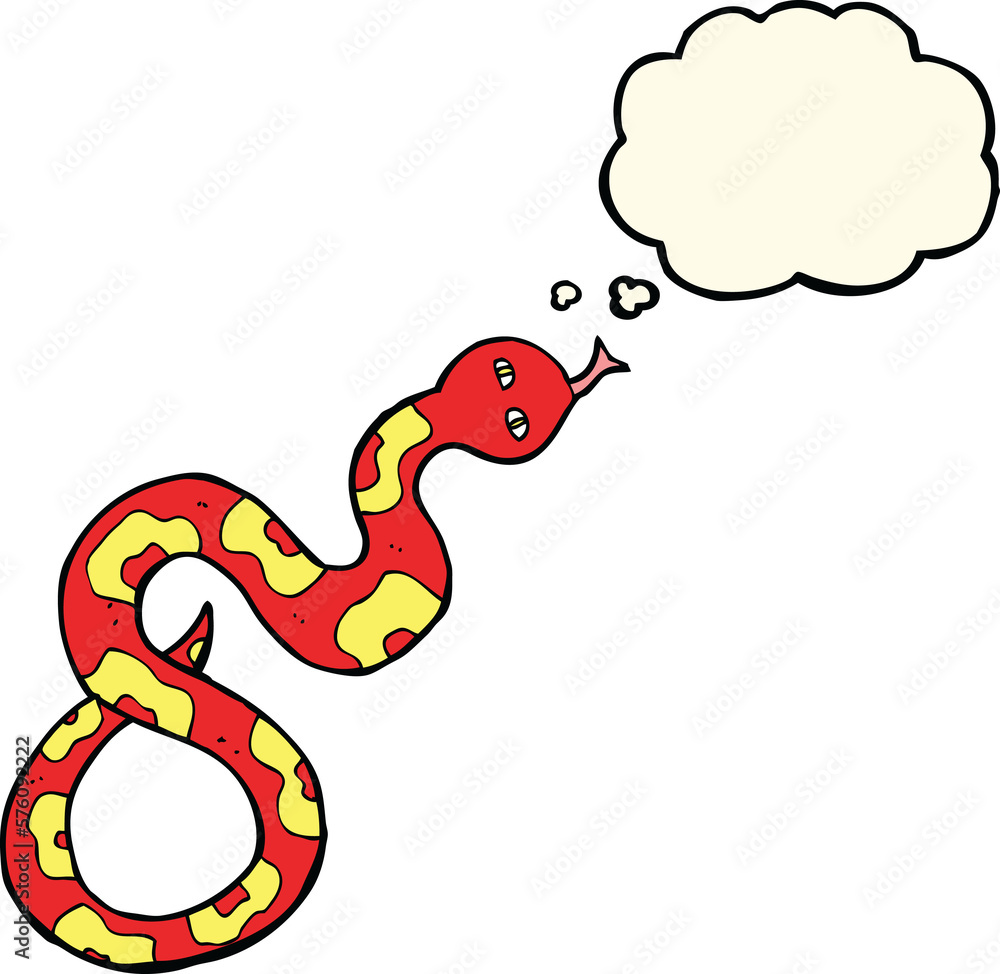 Obraz premium cartoon snake with thought bubble