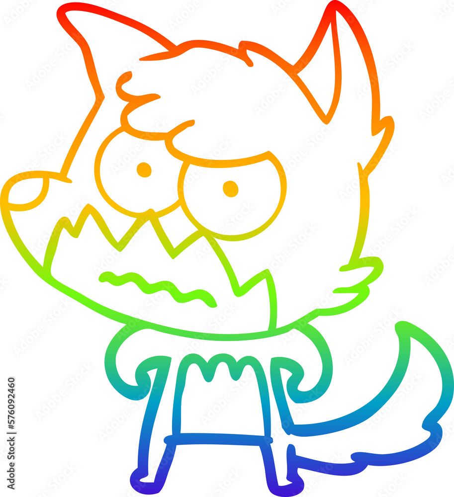 rainbow gradient line drawing cartoon annoyed fox