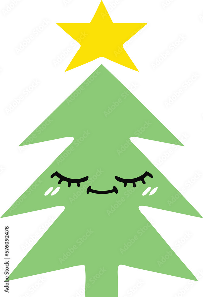 flat color retro cartoon christmas tree flat color retro cartoon christmas tree