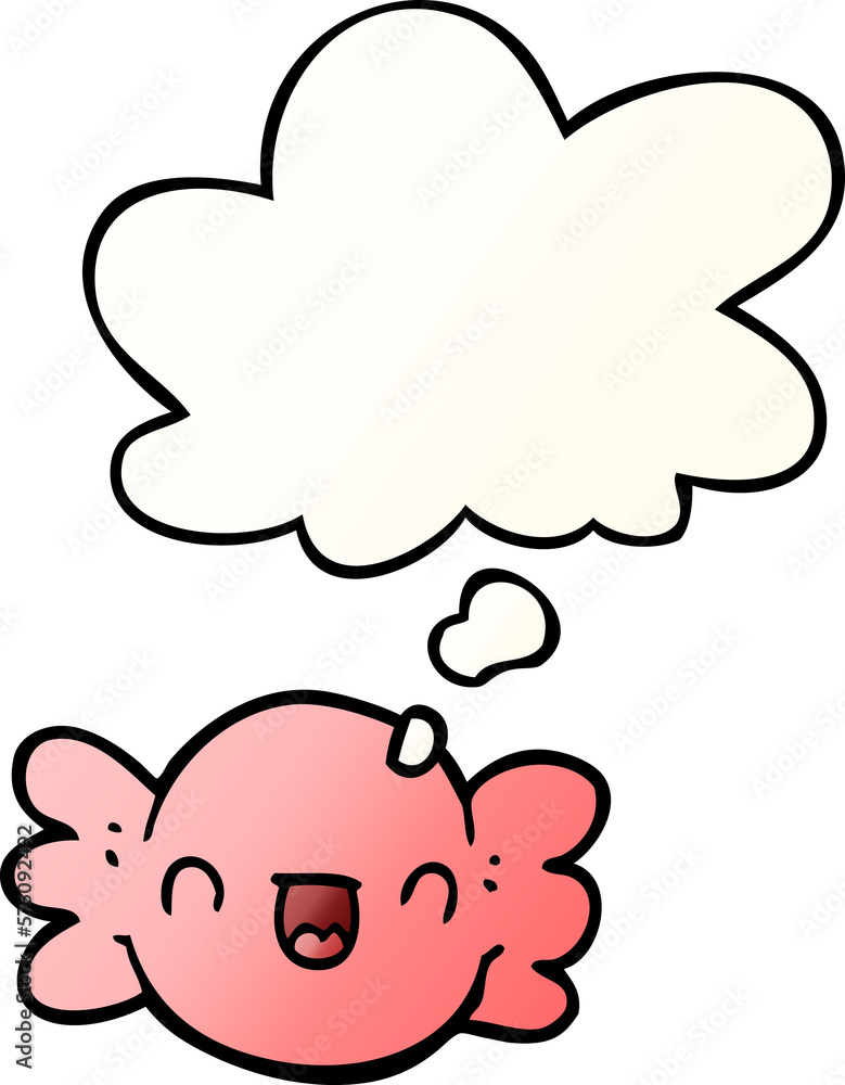 cartoon wrapped candy and thought bubble in smooth gradient style cartoon wrapped candy and thought bubble in smooth gradient style
