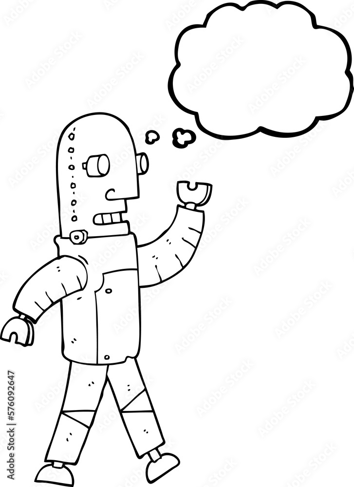 Fototapeta premium thought bubble cartoon robot
