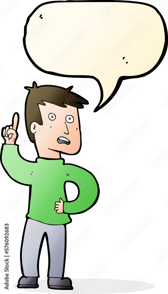 Fototapeta premium cartoon boy with idea with speech bubble
