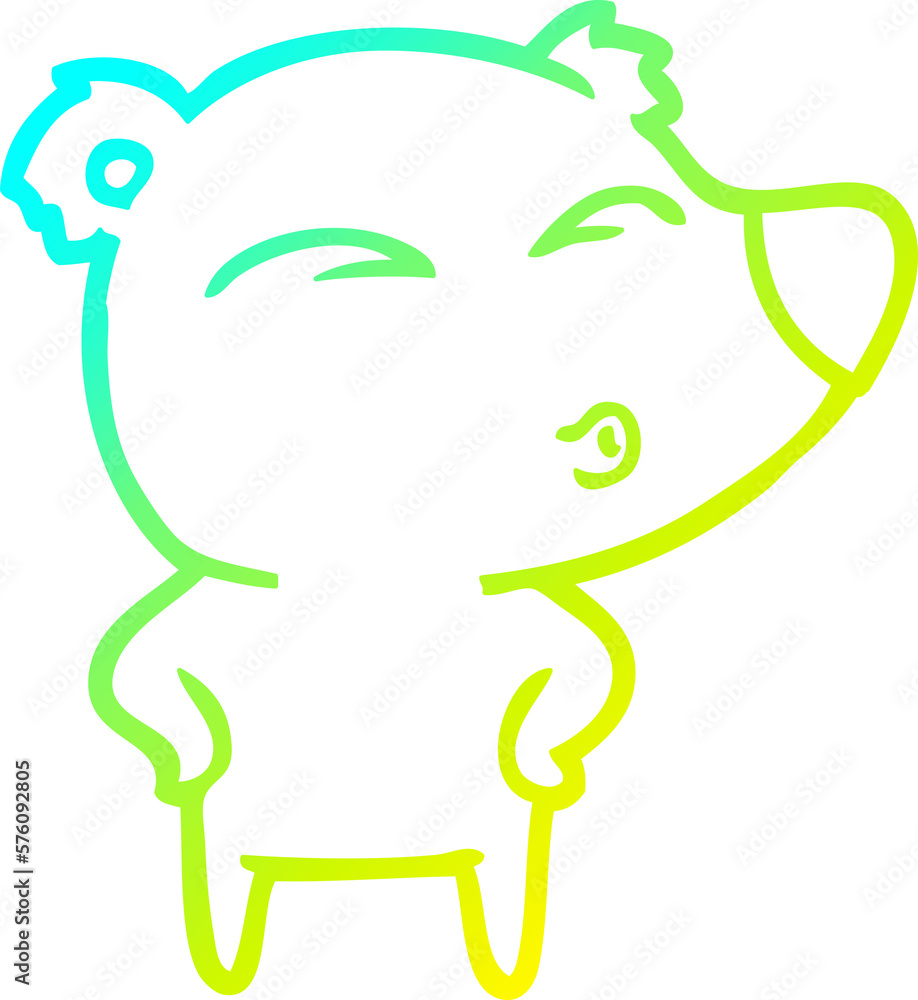 Obraz premium cold gradient line drawing cartoon whistling bear