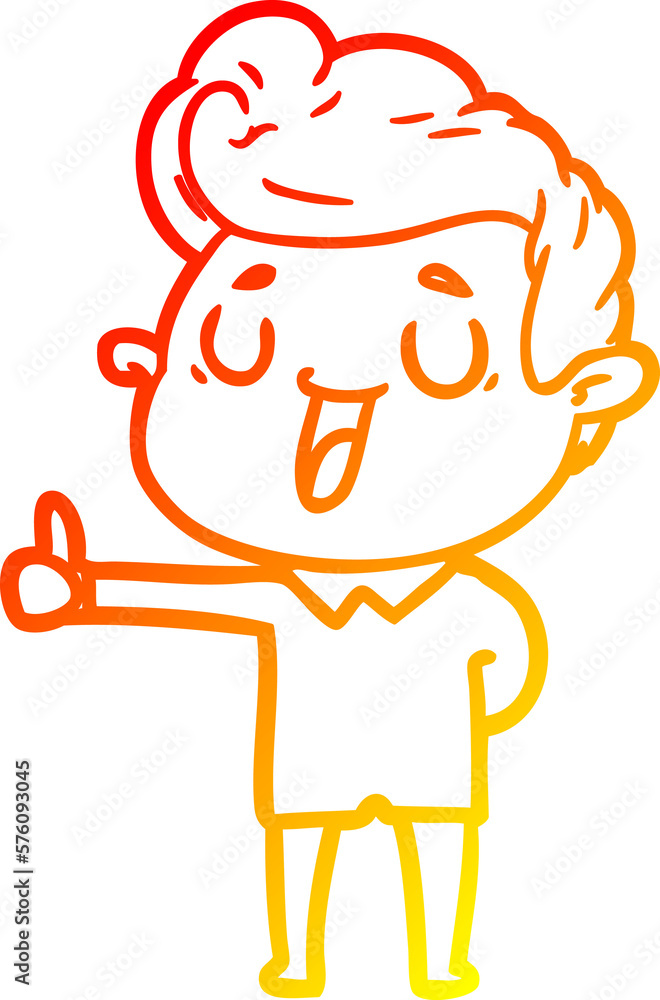 warm gradient line drawing happy cartoon man warm gradient line drawing happy cartoon man