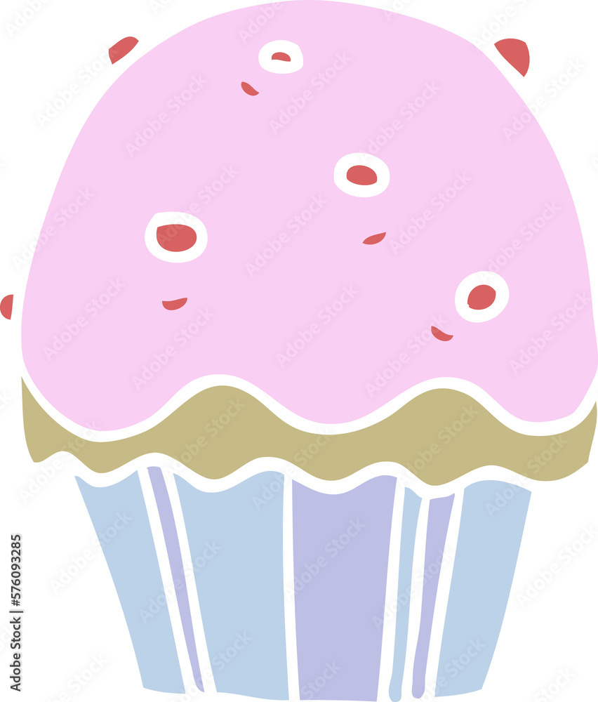 flat color style cartoon cupcake flat color style cartoon cupcake