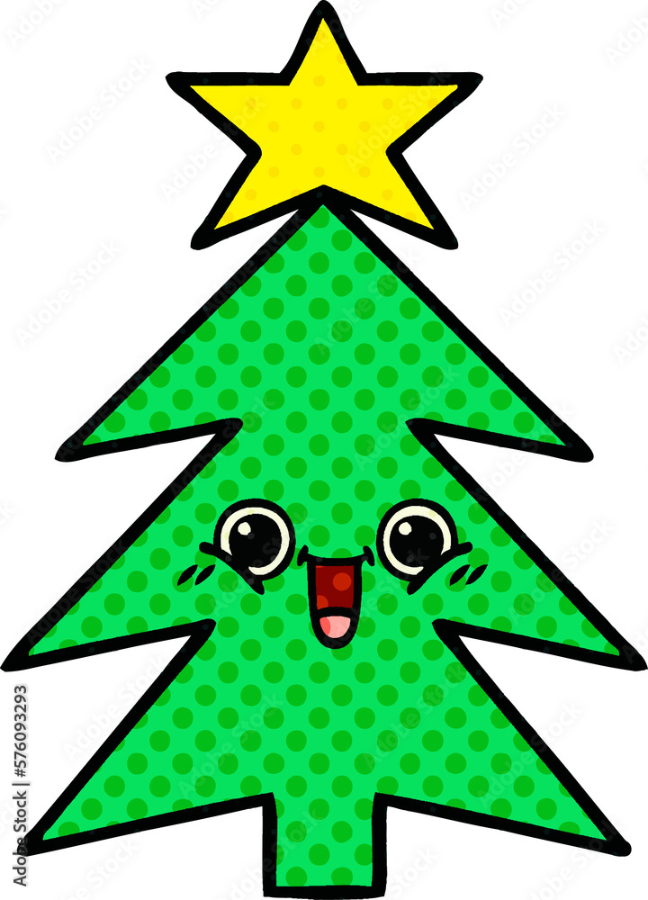 Fototapeta premium comic book style cartoon christmas tree