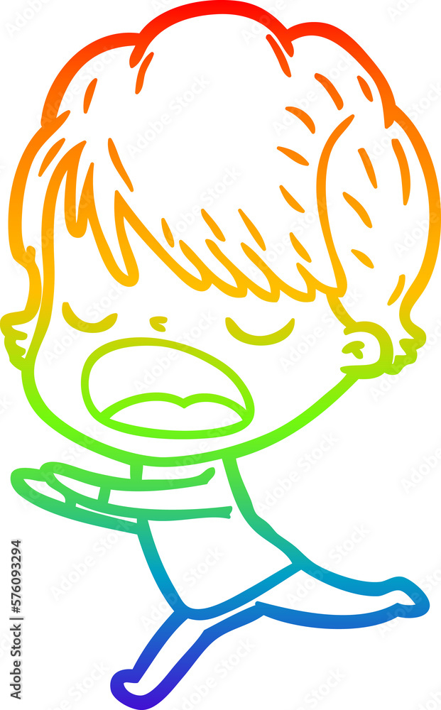 rainbow gradient line drawing cartoon woman talking rainbow gradient line drawing cartoon woman talking