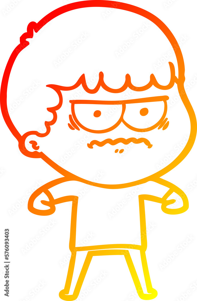 Fototapeta premium warm gradient line drawing cartoon annoyed man