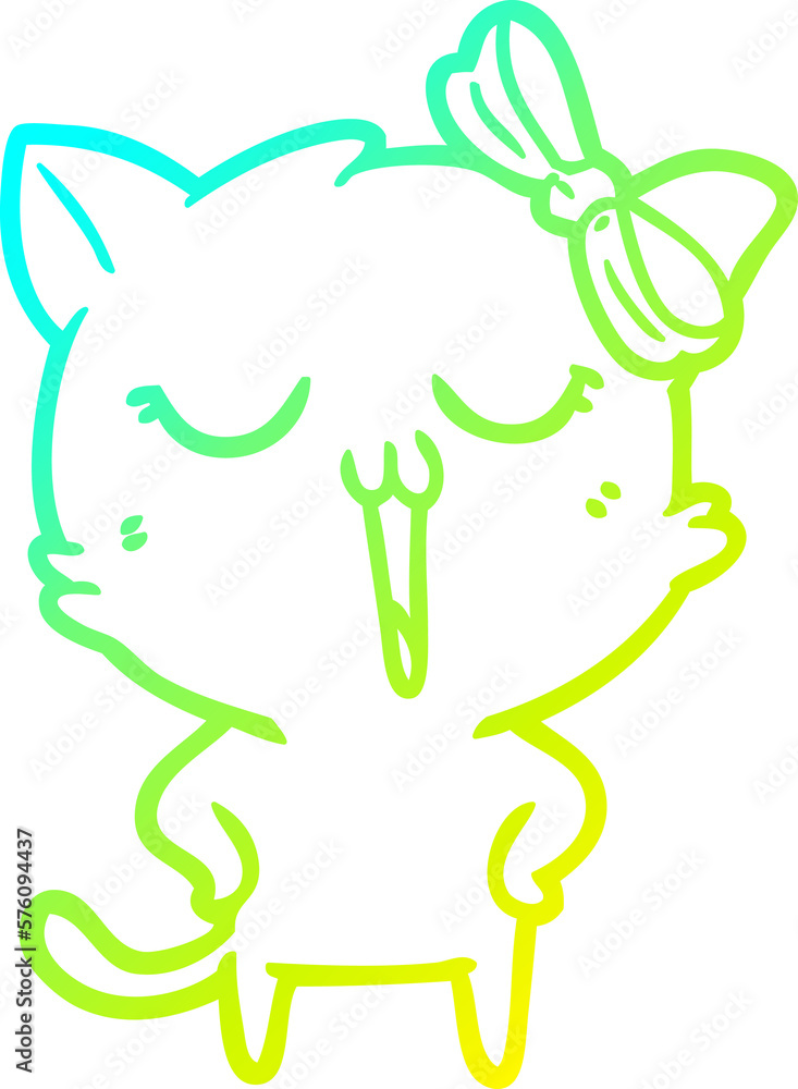 cold gradient line drawing cartoon cat cold gradient line drawing cartoon cat