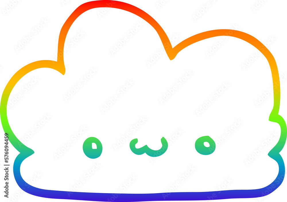 rainbow gradient line drawing cute cartoon cloud rainbow gradient line drawing cute cartoon cloud