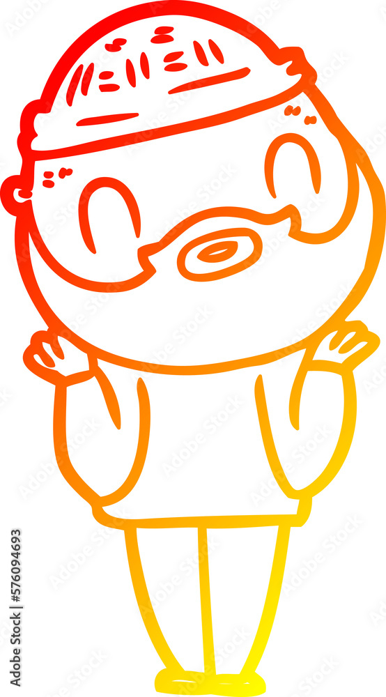 warm gradient line drawing cartoon bearded man warm gradient line drawing cartoon bearded man