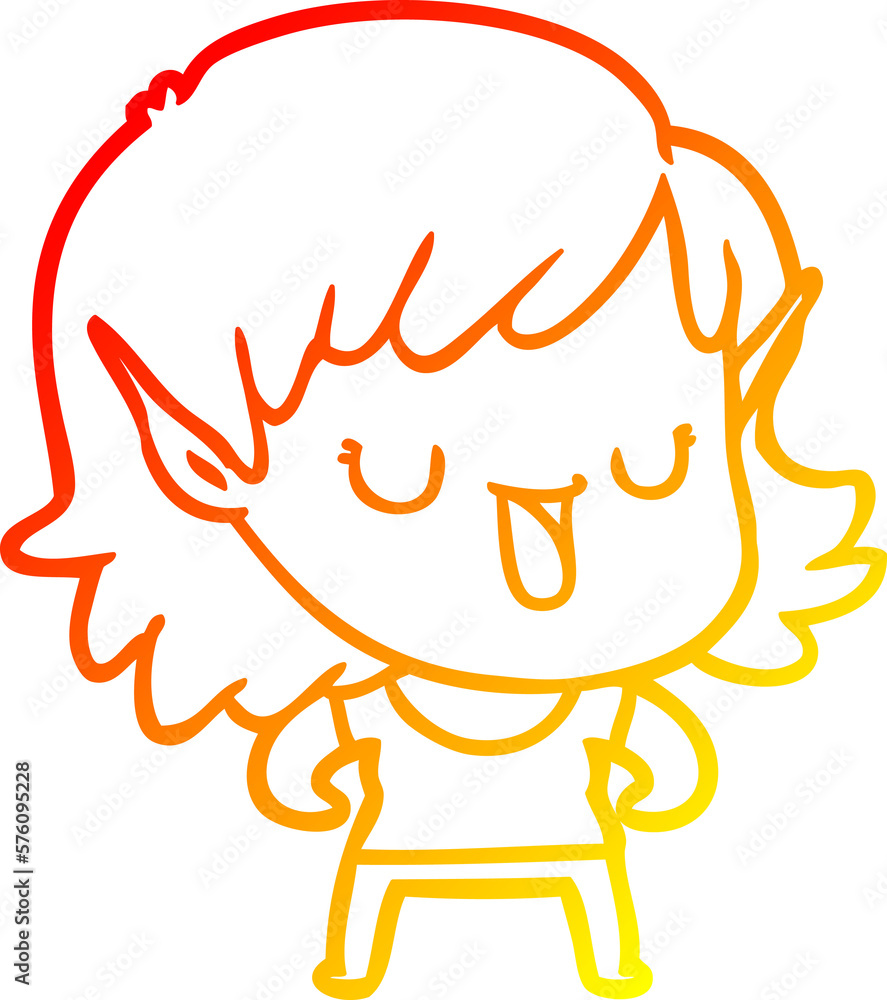 warm gradient line drawing cartoon elf girl warm gradient line drawing cartoon elf girl