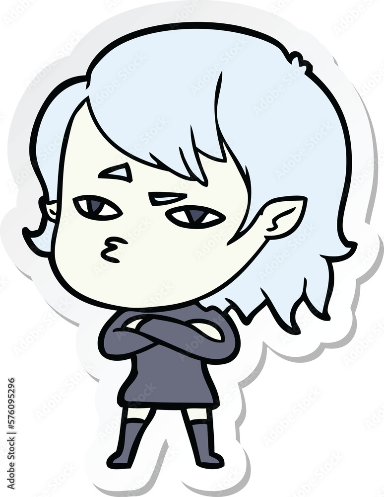 sticker of a cartoon vampire girl sticker of a cartoon vampire girl
