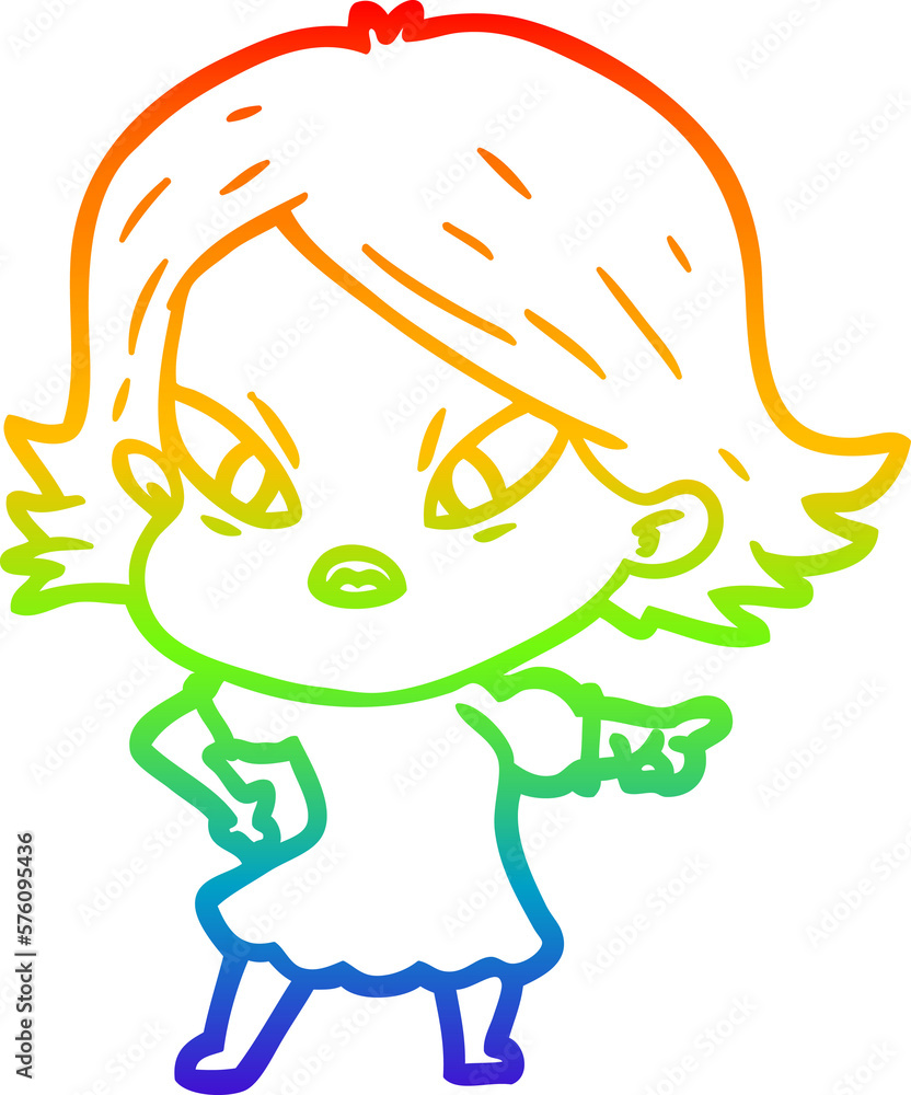 rainbow gradient line drawing cartoon stressed woman rainbow gradient line drawing cartoon stressed woman