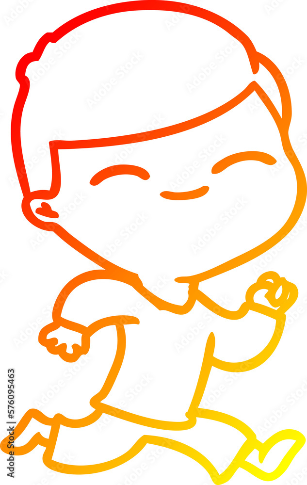 warm gradient line drawing cartoon smiling boy running warm gradient line drawing cartoon smiling boy running