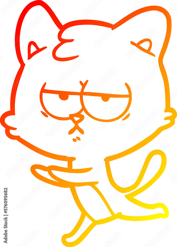 warm gradient line drawing bored cartoon cat