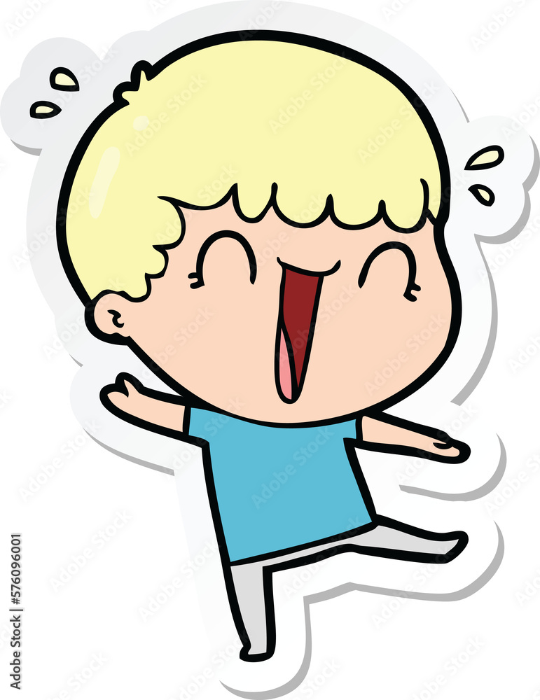 sticker of a laughing cartoon man sticker of a laughing cartoon man