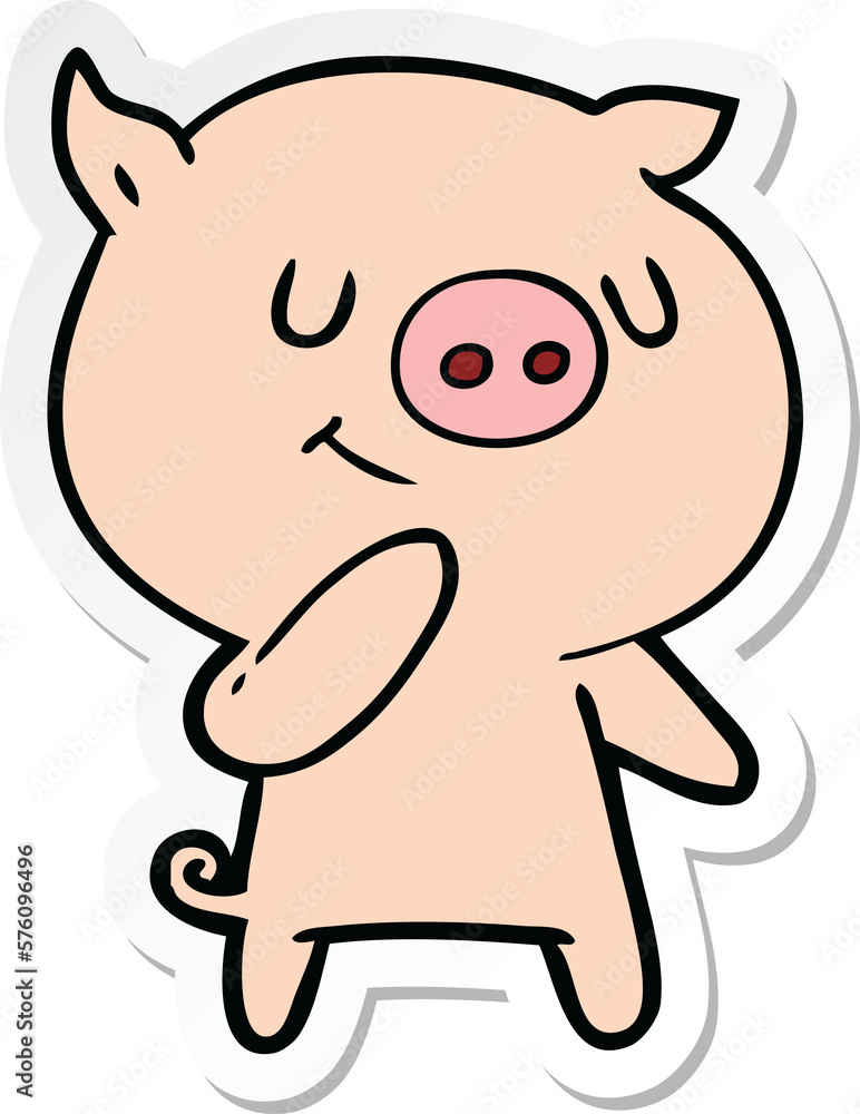 sticker of a happy cartoon pig sticker of a happy cartoon pig