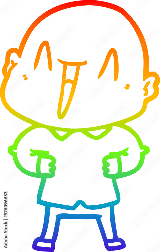 rainbow gradient line drawing happy cartoon bald man rainbow gradient line drawing happy cartoon bald man