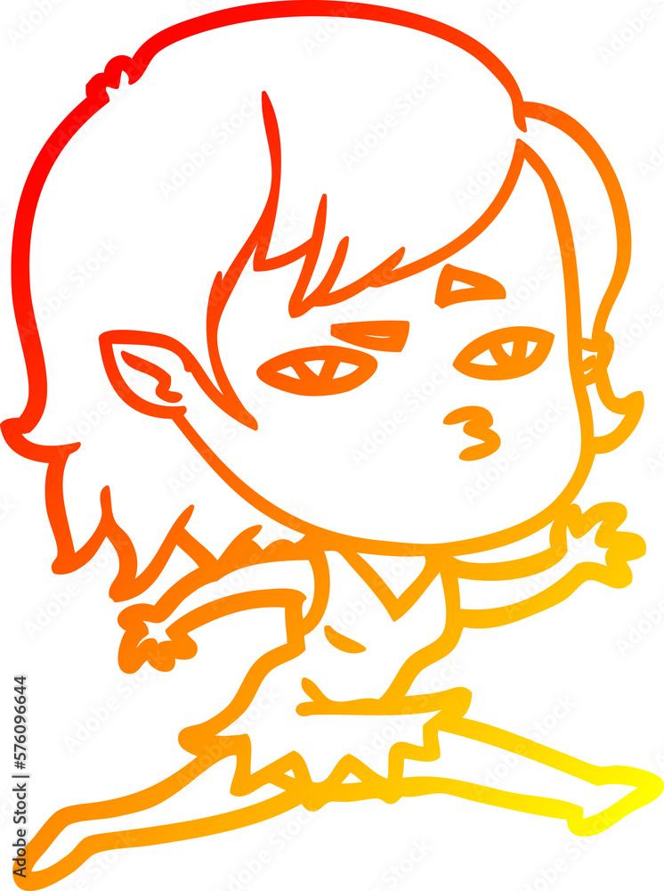 warm gradient line drawing cartoon vampire girl warm gradient line drawing cartoon vampire girl