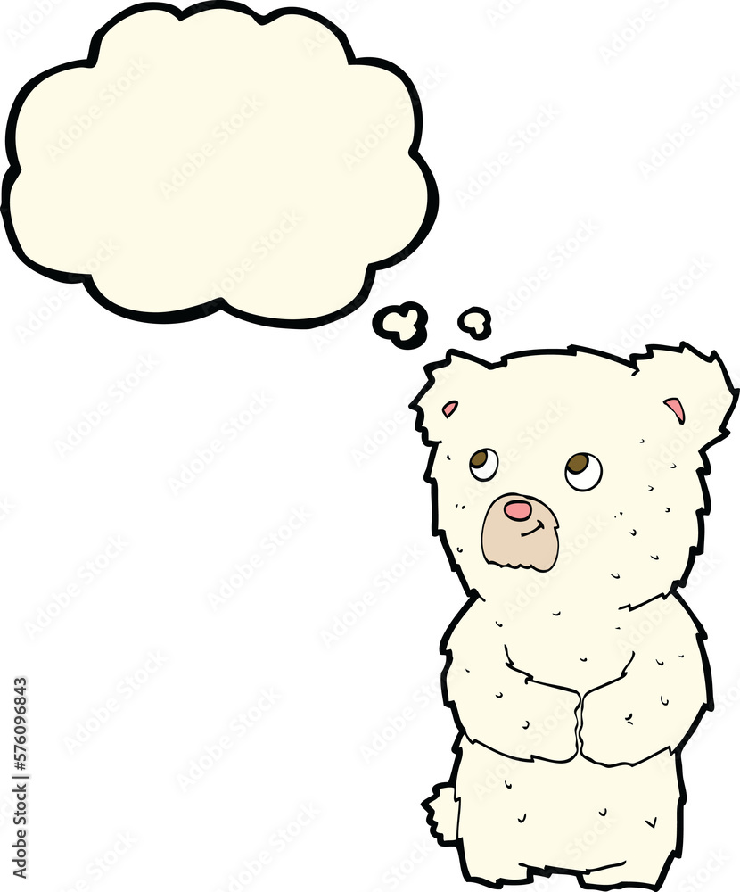 cartoon polar bear cub with thought bubble cartoon polar bear cub with thought bubble