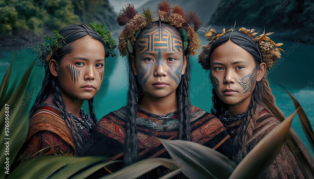 Indigene Minderheit Bedroht und Verfolgt Illustration Photorealismus Generative AI Digital Art Hintergrund Background Magazin Cover
