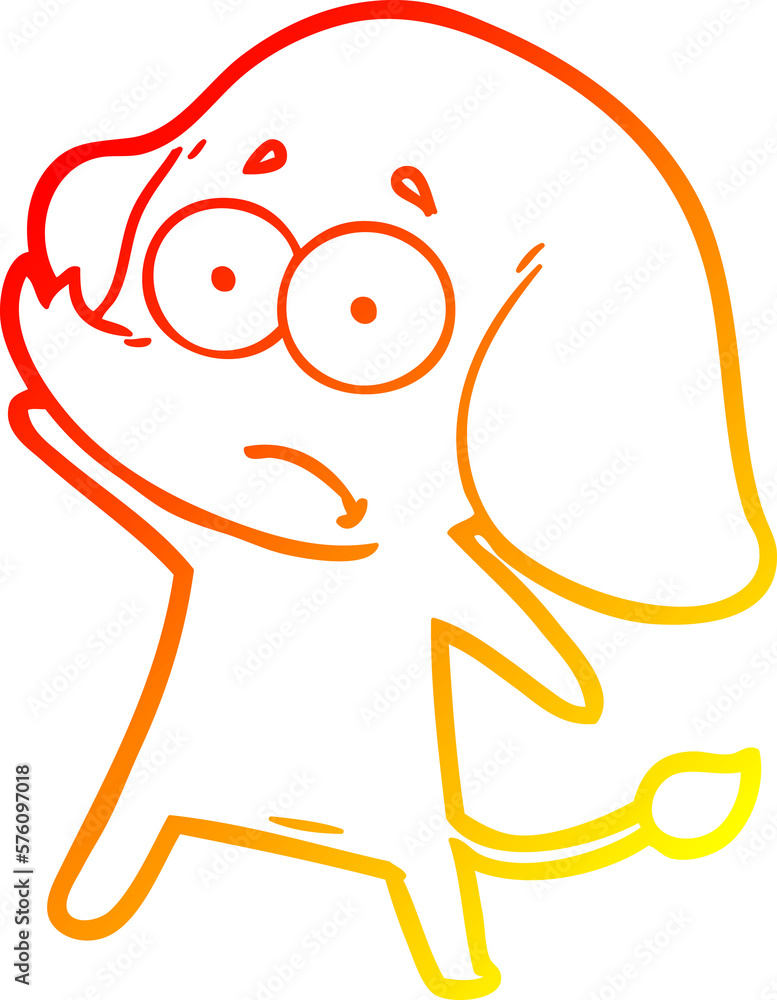 warm gradient line drawing cartoon unsure elephant warm gradient line drawing cartoon unsure elephant
