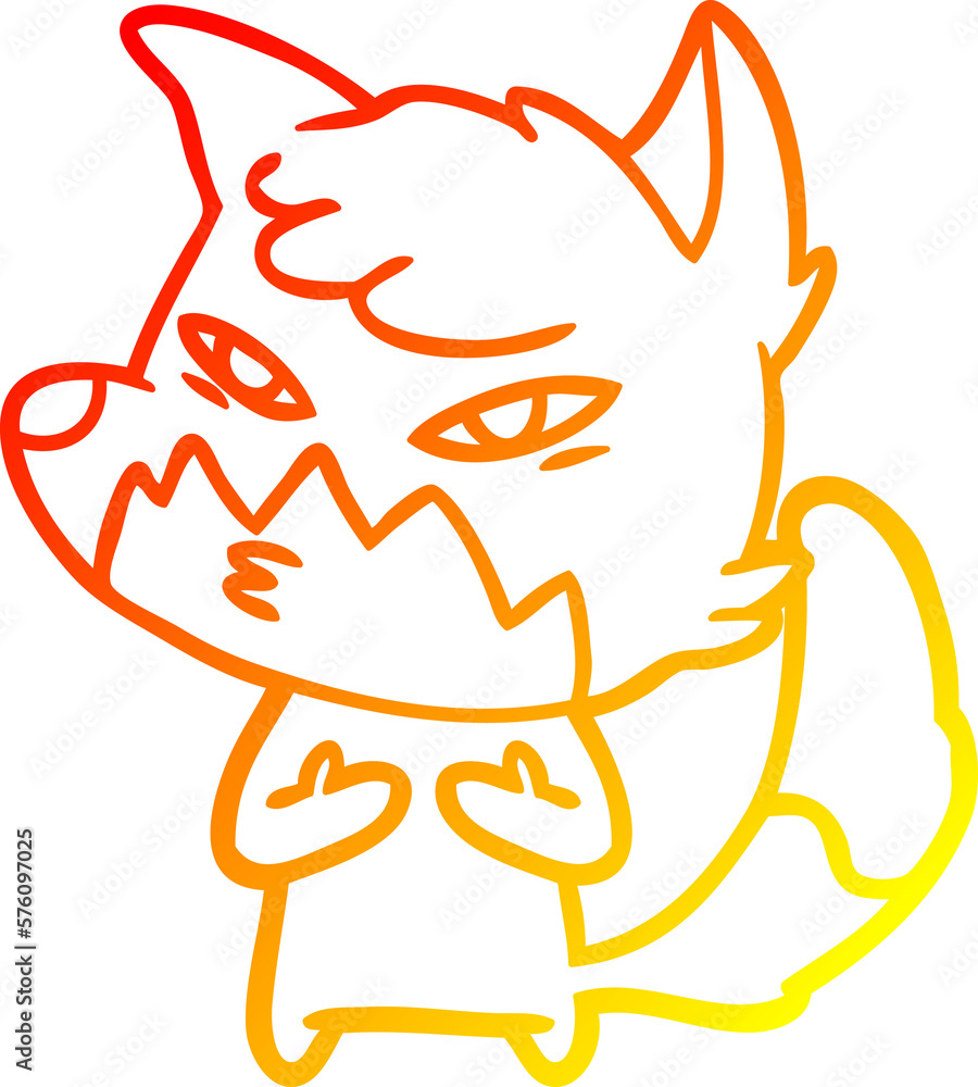warm gradient line drawing clever cartoon fox warm gradient line drawing clever cartoon fox