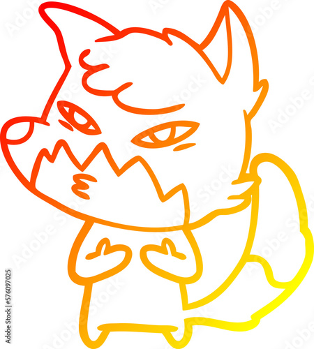 warm gradient line drawing clever cartoon fox