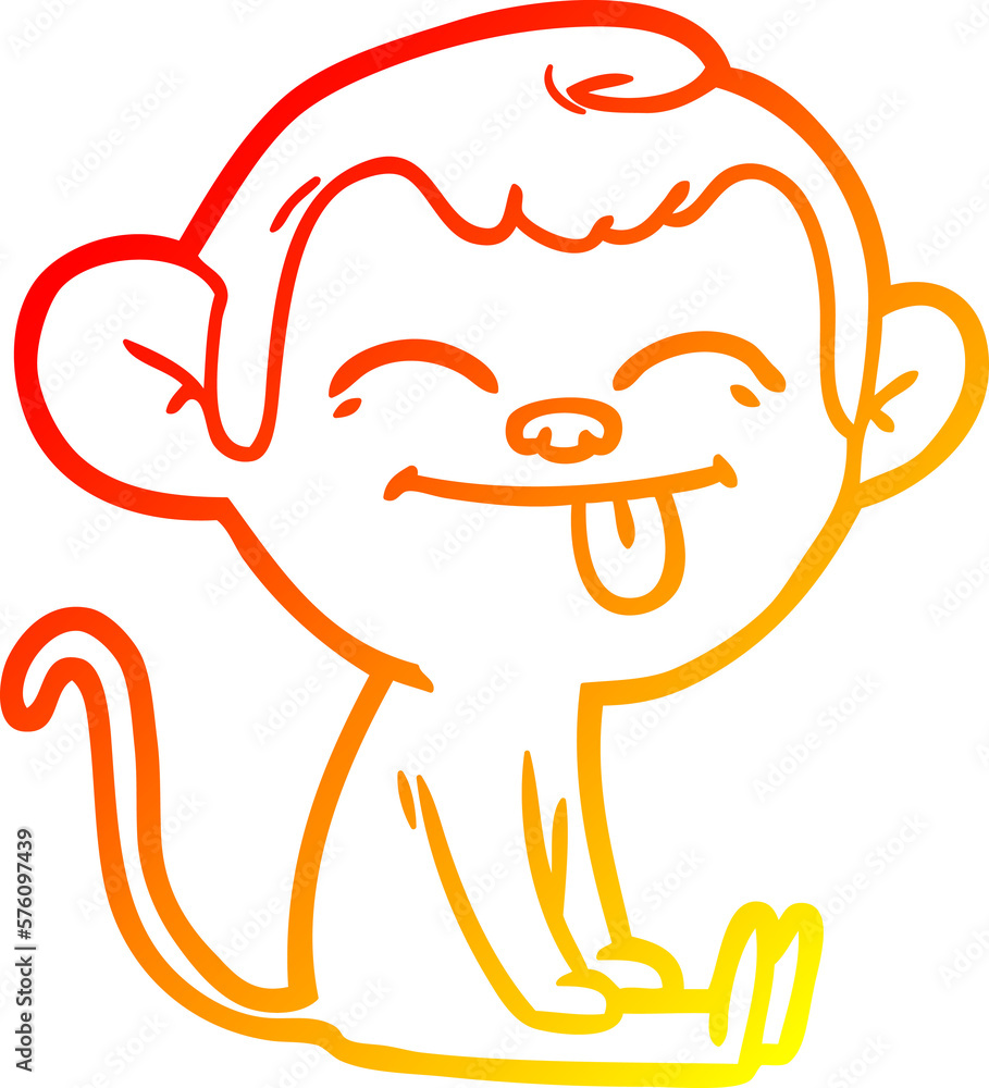 warm gradient line drawing funny cartoon monkey sitting warm gradient line drawing funny cartoon monkey sitting