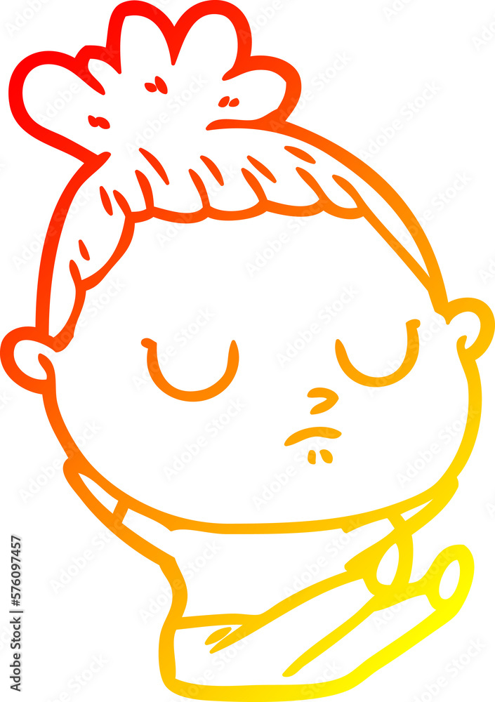 warm gradient line drawing cartoon calm woman warm gradient line drawing cartoon calm woman