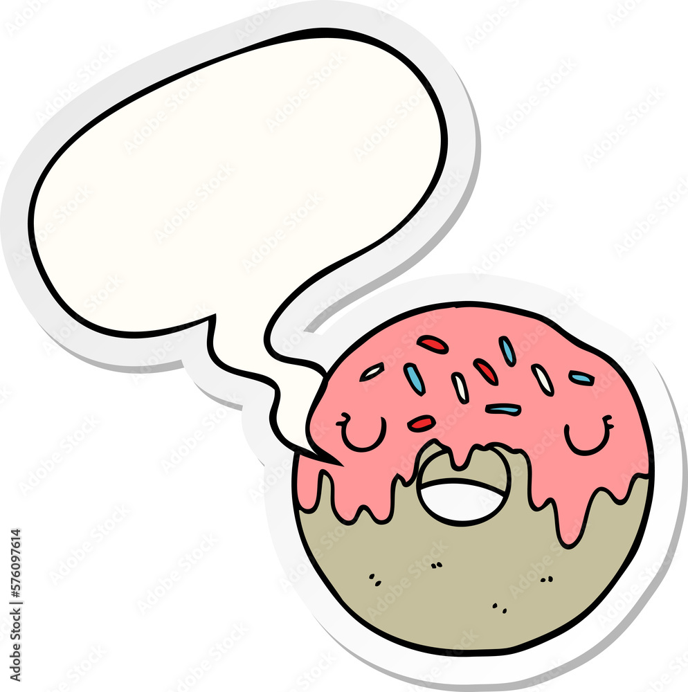 cartoon donut and speech bubble sticker cartoon donut and speech bubble sticker