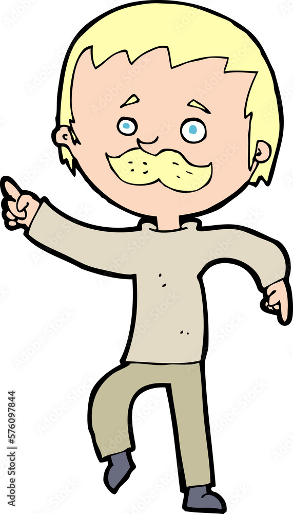 cartoon man with mustache pointing cartoon man with mustache pointing