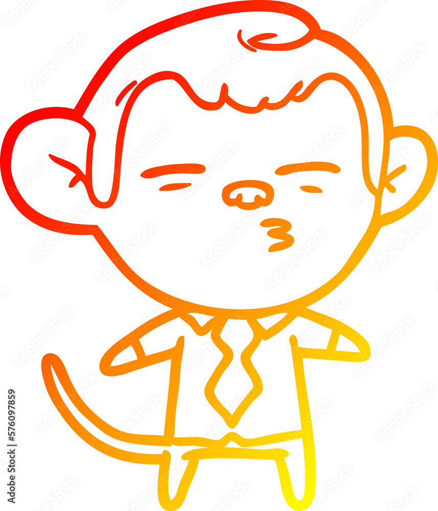 warm gradient line drawing cartoon suspicious monkey warm gradient line drawing cartoon suspicious monkey
