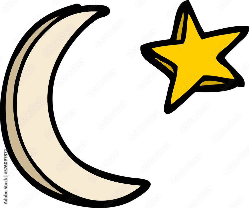 cartoon doodle moon and star shape cartoon doodle moon and star shape