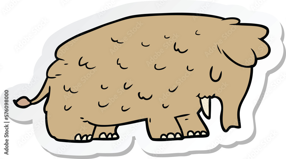 sticker of a cartoon mammoth