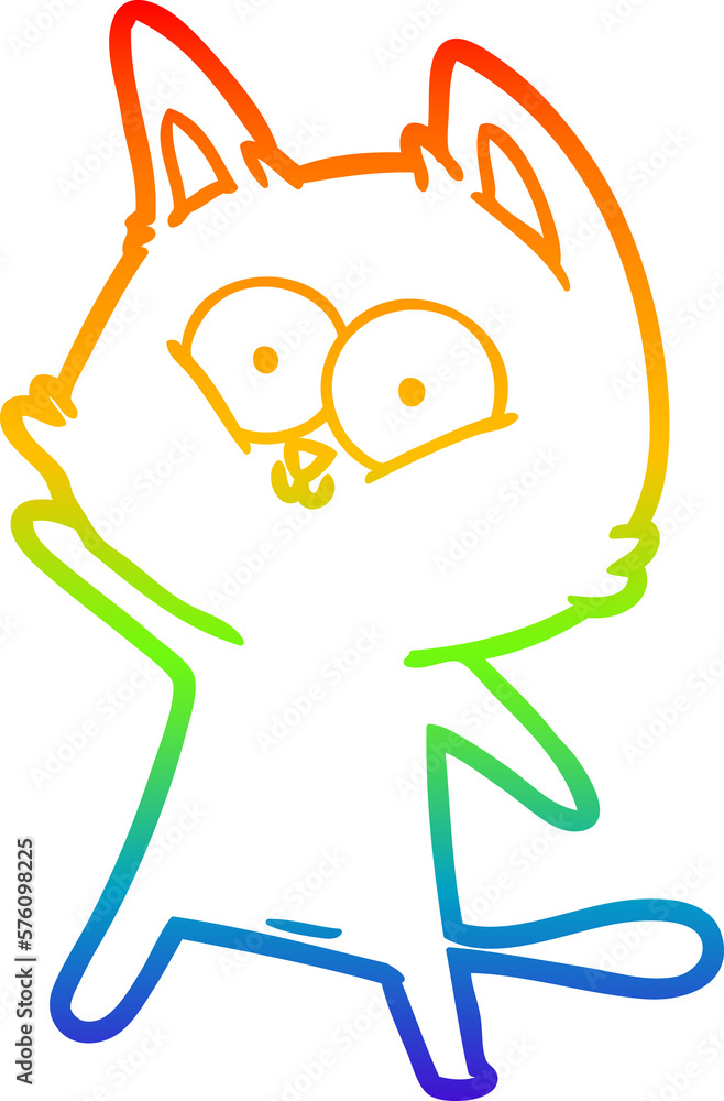 rainbow gradient line drawing cartoon cat waving rainbow gradient line drawing cartoon cat waving