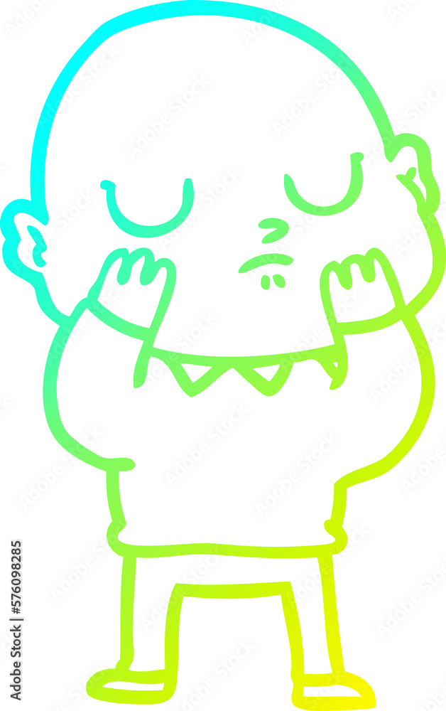 cold gradient line drawing cartoon bald man cold gradient line drawing cartoon bald man