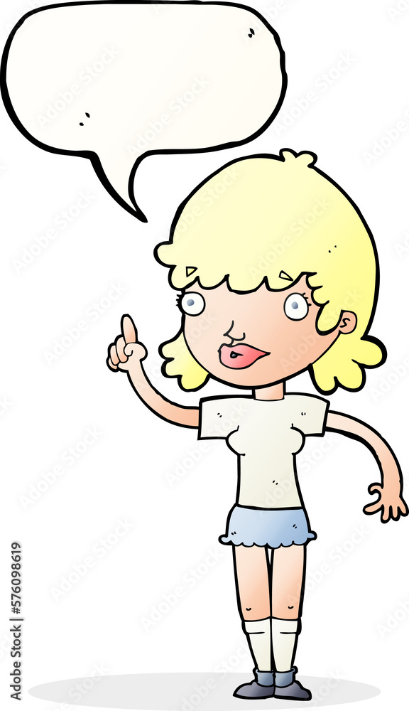 cartoon woman with idea with speech bubble cartoon woman with idea with speech bubble