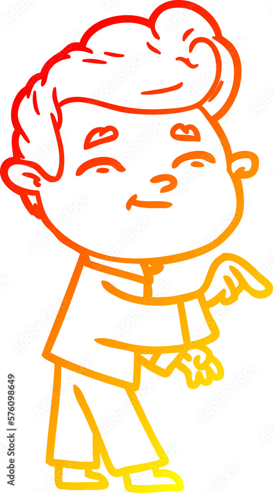 warm gradient line drawing happy cartoon man pointing warm gradient line drawing happy cartoon man pointing