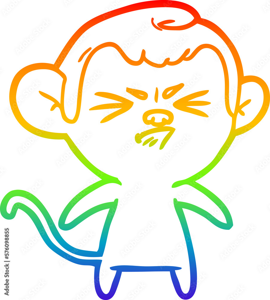 rainbow gradient line drawing cartoon angry monkey rainbow gradient line drawing cartoon angry monkey