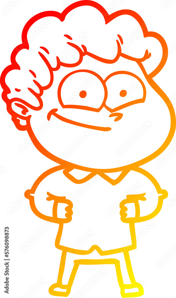 warm gradient line drawing cartoon happy man warm gradient line drawing cartoon happy man