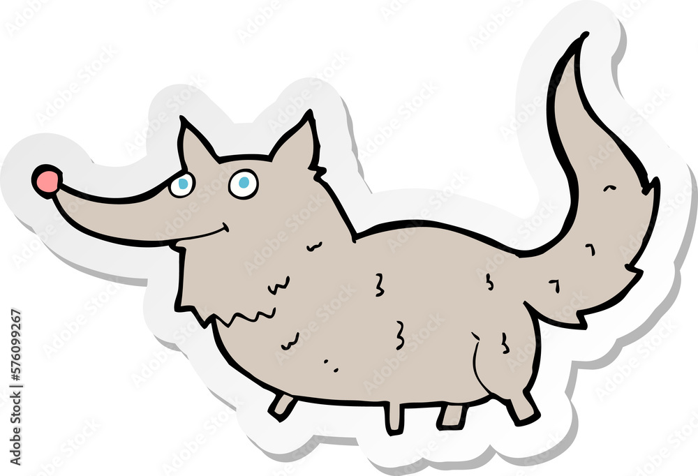 sticker of a cartoon little wolf sticker of a cartoon little wolf