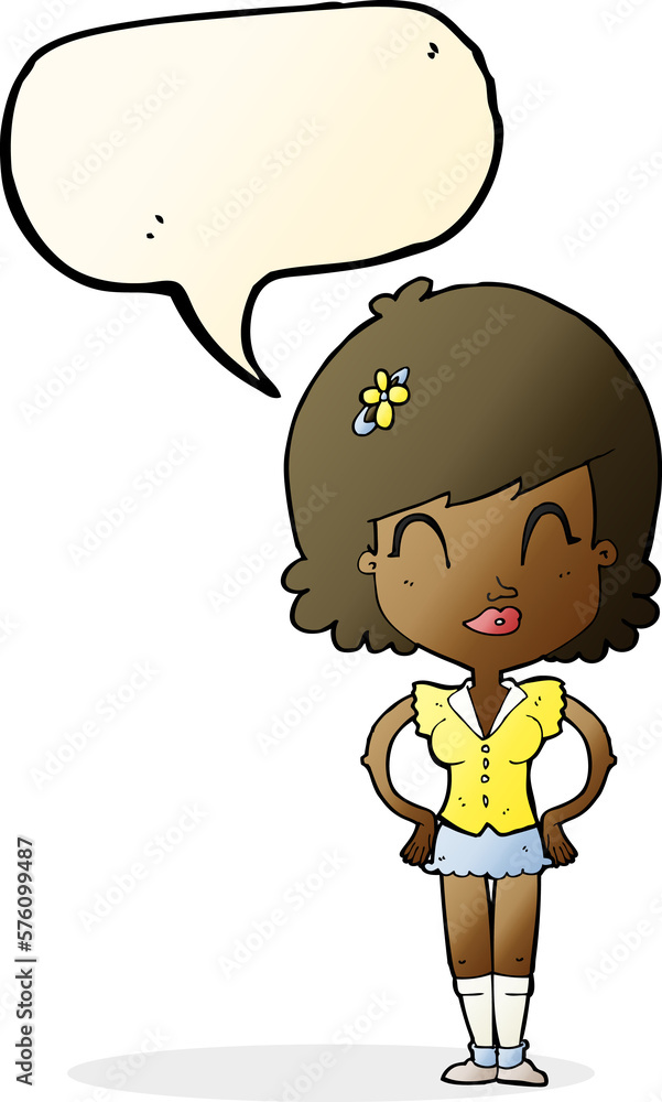 cartoon happy woman with thought bubble cartoon happy woman with thought bubble