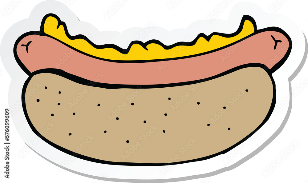 sticker of a cartoon hotdog