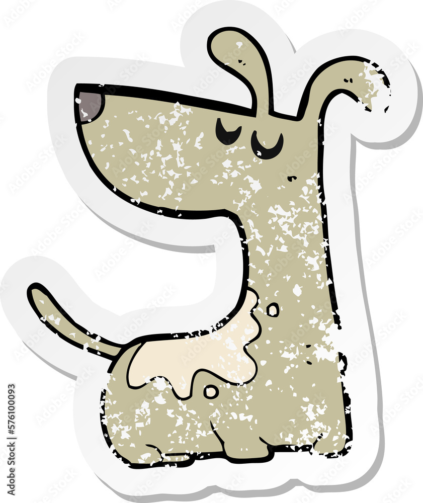 retro distressed sticker of a cartoon happy dog retro distressed sticker of a cartoon happy dog
